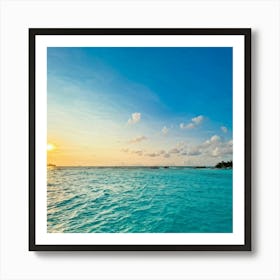 Relax Ocean Glow Earth Horizon Idylli Light Calm Dawn Paradise Sunrise Splash Banner At (12) Art Print