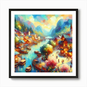 Village By The River Art Print