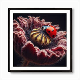 Poppy Head and Ladybird  Art Print