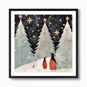 Penguins In The Snow Art Print