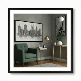 Detroit Skyline Art Print