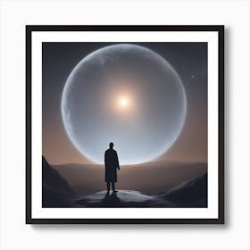 Man Standing In Front Of A Planet Art Print