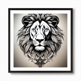 Lion Head Tattoo 7 Art Print