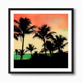 Sunset Palm Trees Art Print