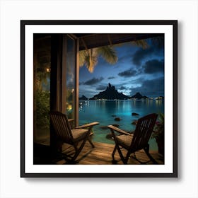Bora Bora At Night Art Print