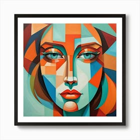 Cubism Woman Face Lost Art Print