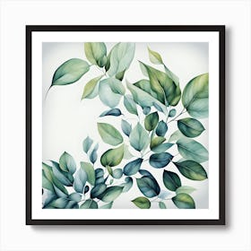 Boho Green Leaves art Art Print