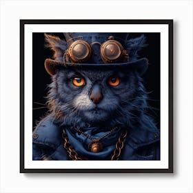 Steampunk Cat 4 Art Print