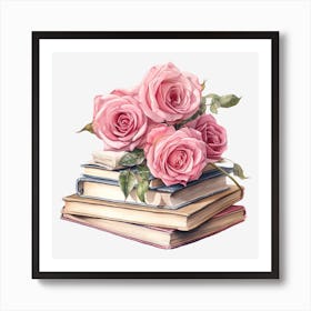 Roses On Books 23 Art Print