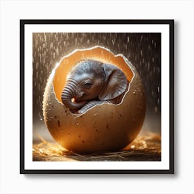 Baby Elephant In Egg Art Print