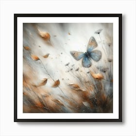 Butterfly in Autumn Leaves V Art Print