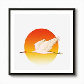 Swan Bird Sun Sunset Nature Morning Landscape Fly Flying Spring Dawn Sky Swan Sun Art Print