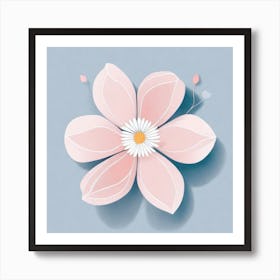 A White And Pink Flower In Minimalist Style Square Composition 42 Art Print