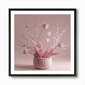 Tulips In A Basket Art Print