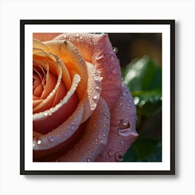 Rose With Water Droplets Art Print