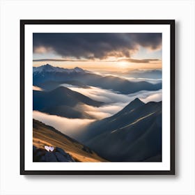 Sunrise In The Mountains Art Print