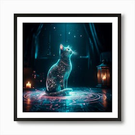 Cat In The Dark Art Print