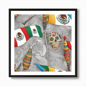 Mexican Flags 17 Art Print