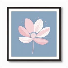 A White And Pink Flower In Minimalist Style Square Composition 236 Art Print