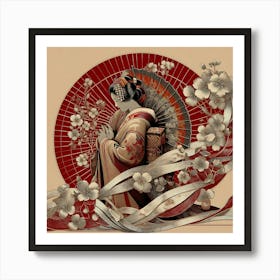 Japan Traditional Geisha Illustration By Ad 86 Art Print