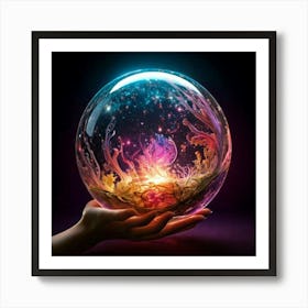 Firefly Magic Ball, Dark Background, Fairy Tale, Fairytale, Character Concept, Mystical, Enchanting, (2) Art Print