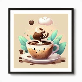 Kawaii Coffee 6 Art Print