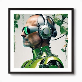 Man With Headphones Art Print