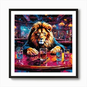 Lion At The Bar Art Print