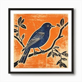 Retro Bird Lithograph Eastern Bluebird 1 Art Print