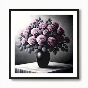 Purple Roses In A Vase 10 Art Print