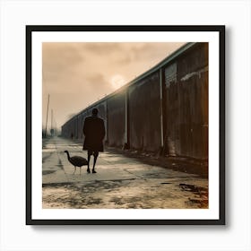 Afternoon Stroll With An Urban Crane Art Print