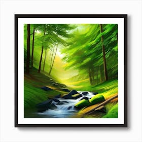 Stream In The Forest 18 Art Print