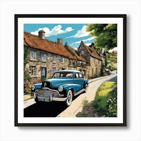 Old Car On A Country Road 1 Art Print