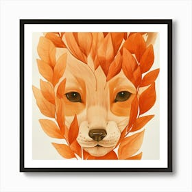 Fox In Autumn Leaves Art Print