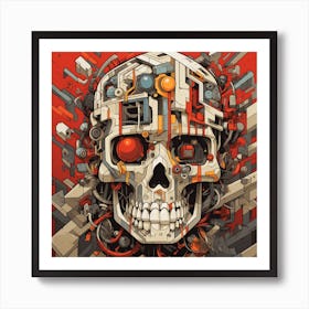 Skull Of A Robot Art Print