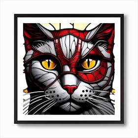 Cat, Pop Art 3D, stained glass scat superhero limited edition 2/60 Art Print