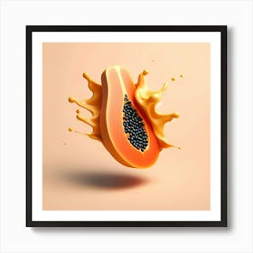 Papaya Juice Splash 1 Art Print