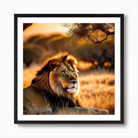 Lion In The Grass 5 Art Print