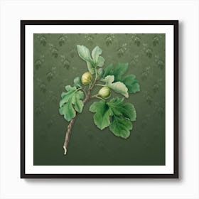 Vintage Fig Botanical on Lunar Green Pattern n.2536 Art Print