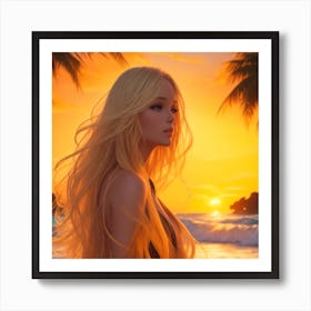 Sunset On The Beach Art Print