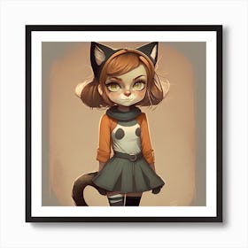 Cat Girl Art Print