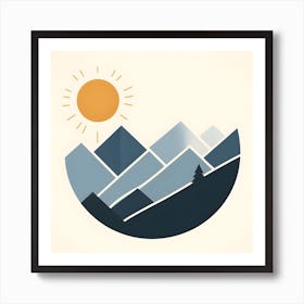 Mountains And Sun Art Print