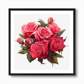 Roses On Black Background Art Print