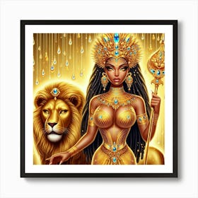 Egyptian Goddess With Lion Art Print