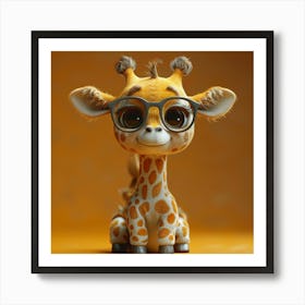 Cute Giraffe With Glasses Art Print