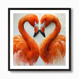 Flamingos In Love 9 Art Print