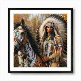 Symbolic Splendor: Native American Heritage in a Vibrant Historical Setting Art Print