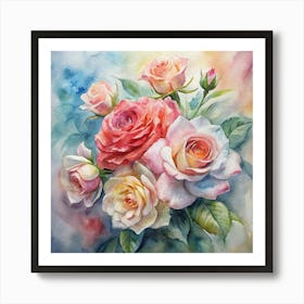 Watercolor Roses Art Print