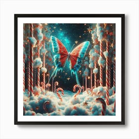 Candy Canes And Butterflies 1 Art Print