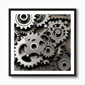 Gears On A Black Background 37 Art Print